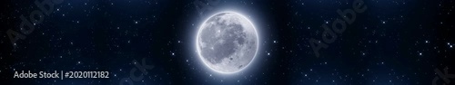 Full Moon in Starry Night Sky with Glowing Lunar Space Background Loop