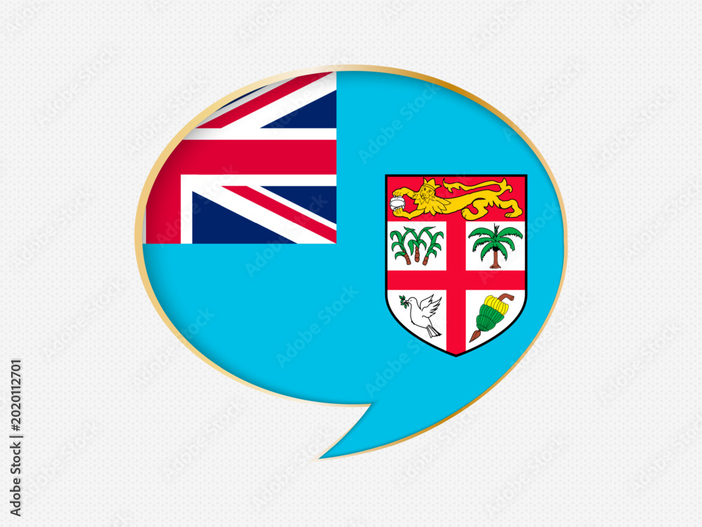 Fototapeta premium Fiji in a Speech Bubble Design on Golden Frame.