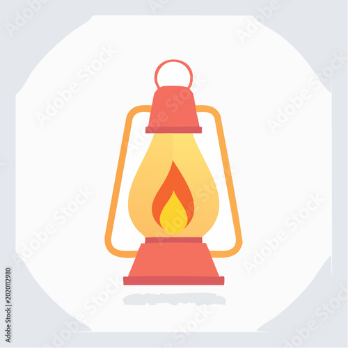 Vintage Lantern with Flame Illustration