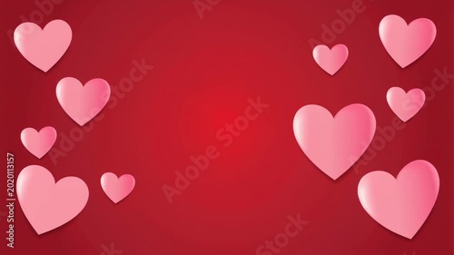 Animated Red Background with Floating Pink Hearts for Valentine Day