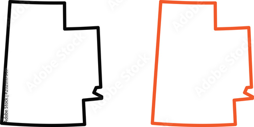 Schilderij op canvas Simple outline map of two states with different border styles Vector