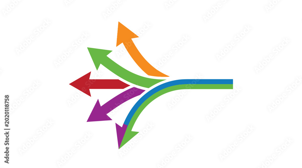 Fotografie colorful arrows diverging from a single point vector illustration