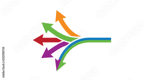 Obraz na płótnie colorful arrows diverging from a single point vector illustration