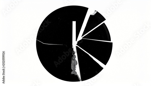 Cracked prohibition symbol, broken circle with diagonal line on white background