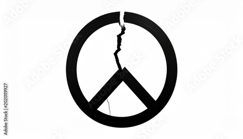 Cracked prohibition symbol, broken circle with diagonal line on white background