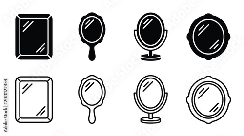 Bild auf Leinwand mirror icons set line and solid style