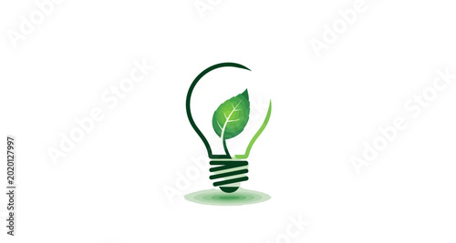 Tableau sur toile Light bulb with leaf silhouette on transparent background