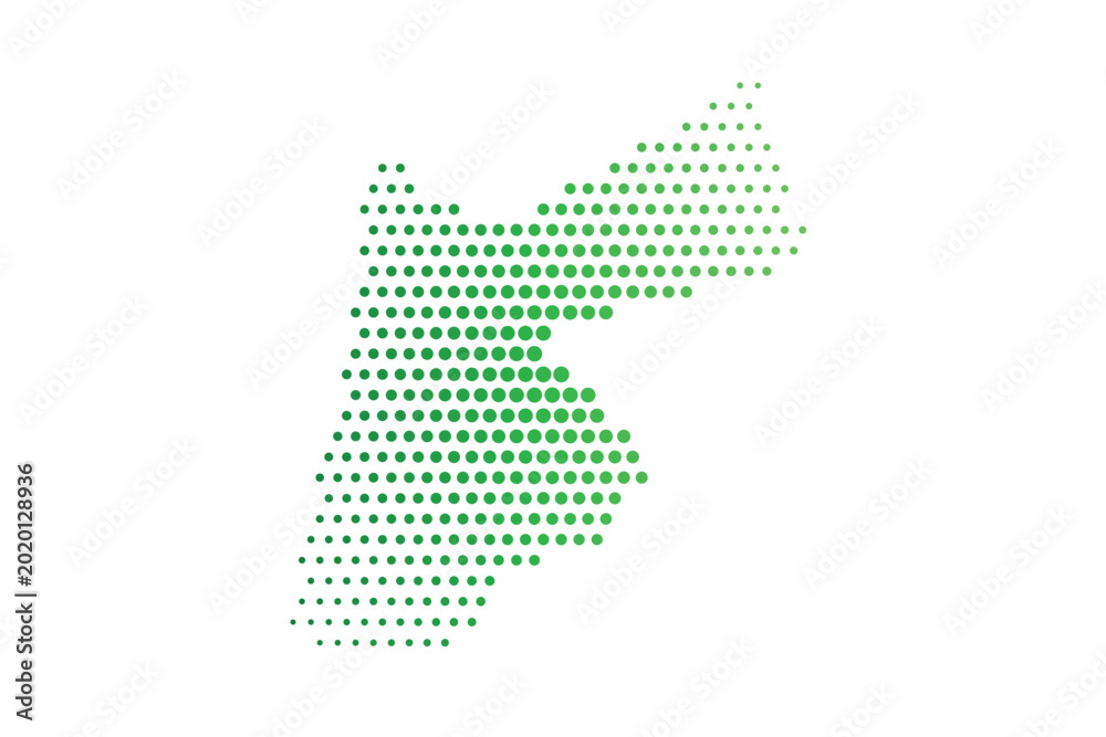 Fototapeta premium Minimalist Dotted Map Outline Highlighting the Geographical Borders of Jordan