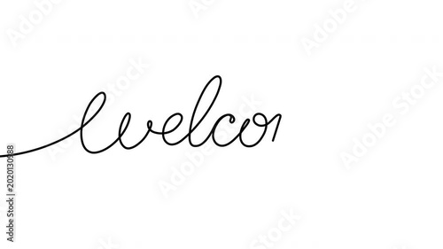 Welcome Word in Elegant Cursive Script on White Background