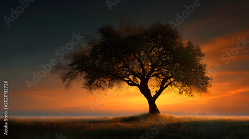 Simple composition with tree silhouette and subtle light gradient 