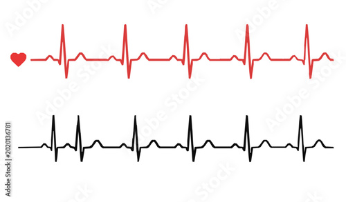Obraz na płótnie Minimal ECG heartbeat pulse line vector illustration isolated on white backgroun