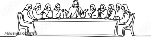 Quadro su tela continuous line of jesus in the last supper