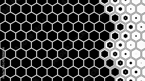 Hexagon Grid Fill and Unfill Animation Black White