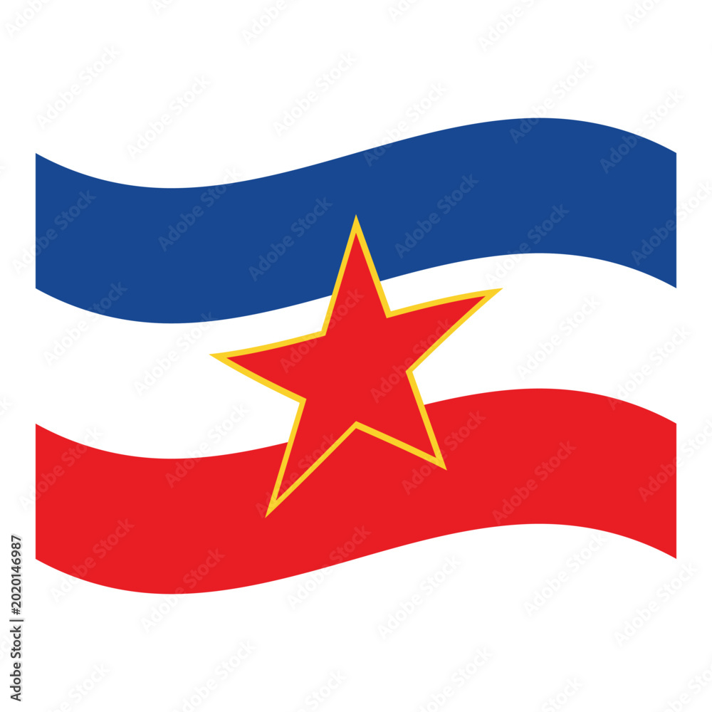 Ταπετσαρία Historic Yugoslavia socialist waving flag with red star emblem symbolism