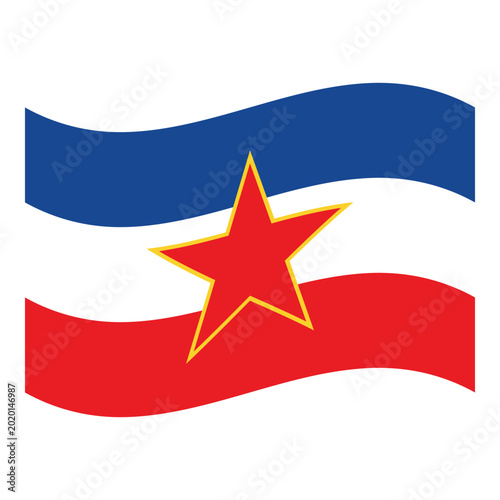 Bilde på lerret Historic Yugoslavia socialist waving flag with red star emblem symbolism