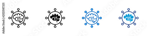 Fotografie Expansive Mind Multiple Style Icon Design Vector - Connected brain network repre