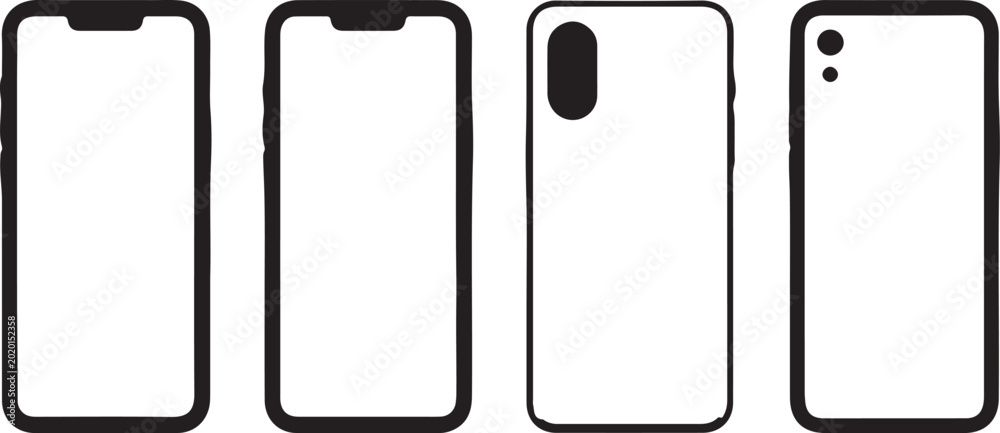Foto smartphone design variations front camera notch rear camera
