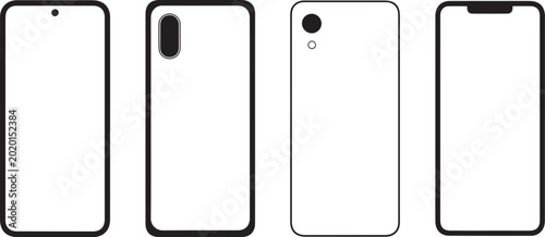 Fotografía smartphone outline comparison front rear camera placement