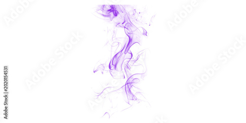 Abstract purple smoke plume wisps against dark black background magic vapor swirl mystical fog ethereal flow design pure