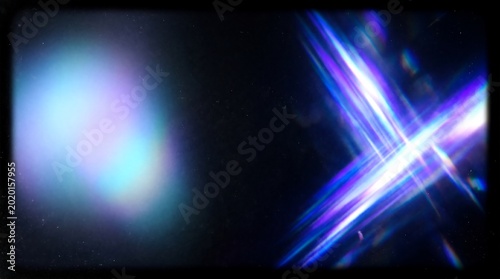 Foto Abstract futuristic glowing light streaks and flares on a dark background with a