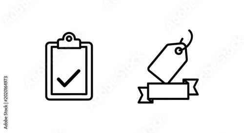 Free trial plan icons with checkmark and price tag promotion discount checkmark document clipboard agreement currency illustration business marketing shopping