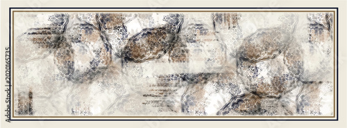 Foto Luxury silk scarf design with abstract ethnic tribal patterns and distressed textures