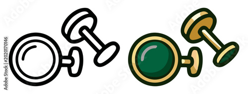 Foto Formal cufflinks vector icon set with outline and colored jewelry accessory styl
