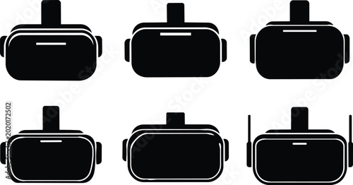 Bild auf Leinwand VR Headset Icons Set, Minimalist Flat Vector Virtual Reality Symbols