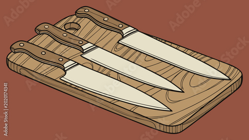 фотографія Cooks arrange knives on board