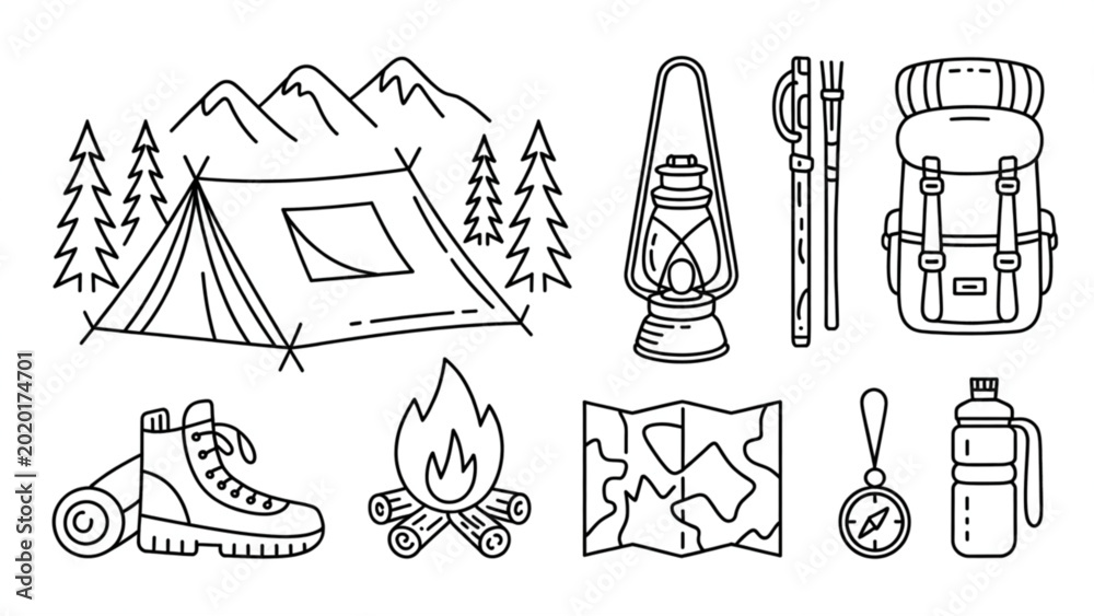 Fototapeta premium set of hand drawn illustrations of different objects