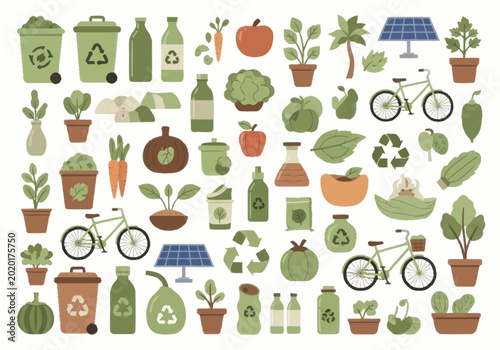 Eco Friendly Green Living Elements Collection.