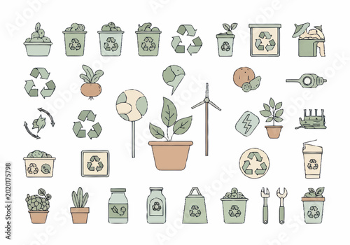 Collection of Eco Friendly Symbols and Icons for Sustainability.