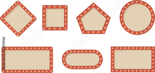 Bild auf Leinwand Retro marquee sign frames, vintage carnival border collection, illuminated geome