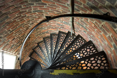 Looking Down Metal Spiral Staircase