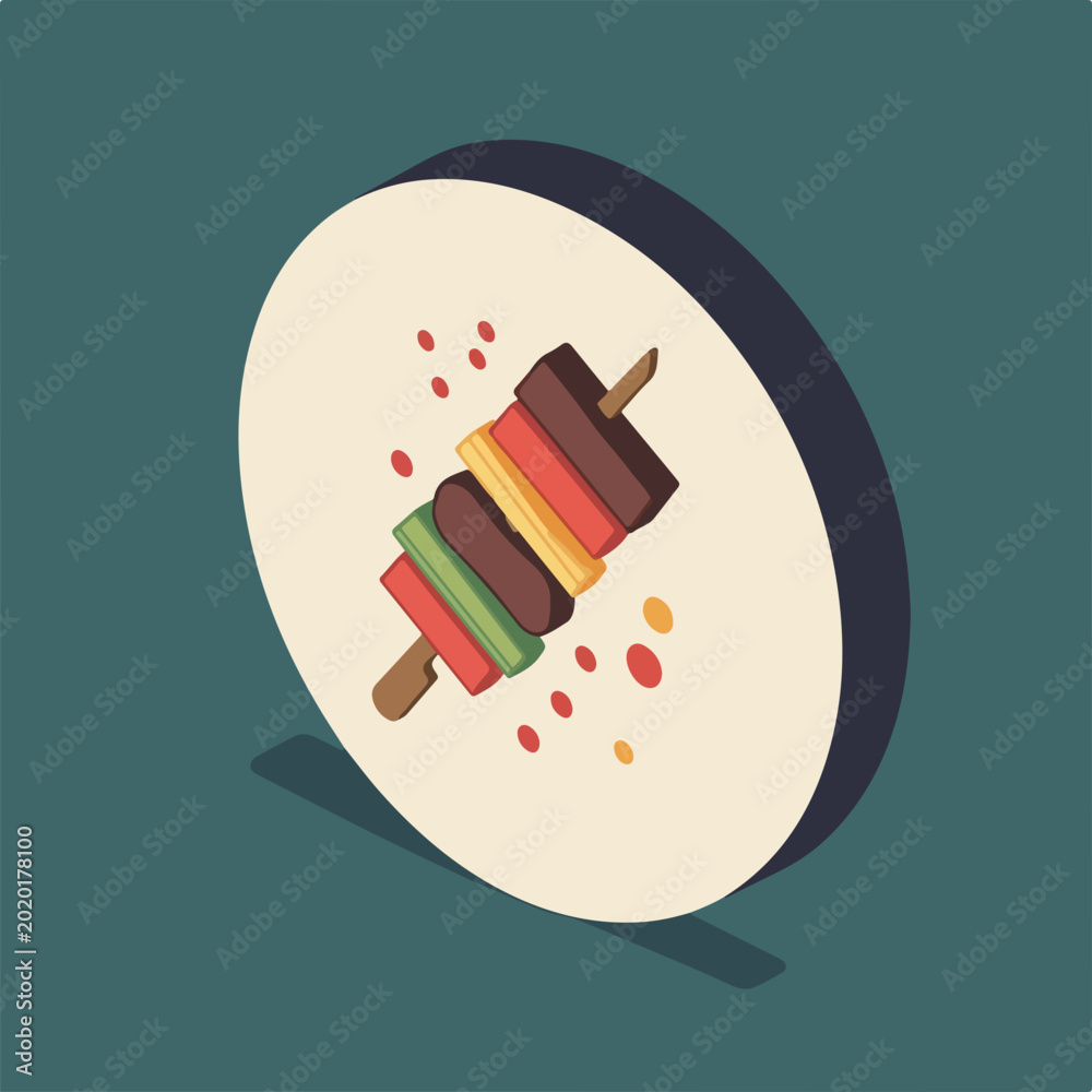 Foto Isometric Yakitori Skewer Icon