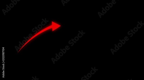 Arrow loading animation. Animation of a simple rad arrow extending. arrow loop animation direction concept, Advertising. black background 