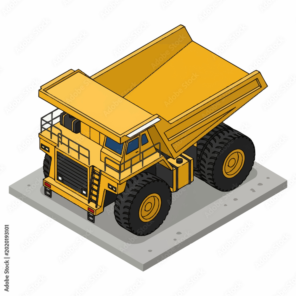 Φωτογραφία Yellow mining dump truck isometric illustration.