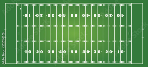 Foto American Football Field Top View Background, Green Rugby Stadium Yard Line Vecto
