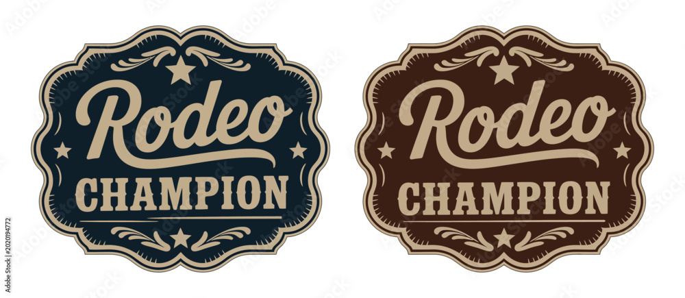 Φωτογραφία Rodeo champion cowboy belt buckle emblem featuring bull rider medal ornate typog