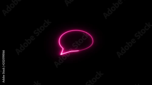 Neon speech bubble animation. Purple speech bubble balloon icon video, Empty bubble, Communication symbol.