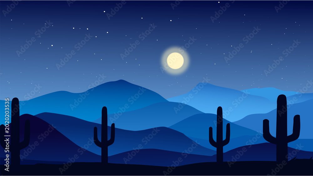 Fototapeta premium landscape with moon and mountains