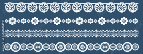 Foto Vintage crochet trim with decorative scalloped edges and floral embroidery