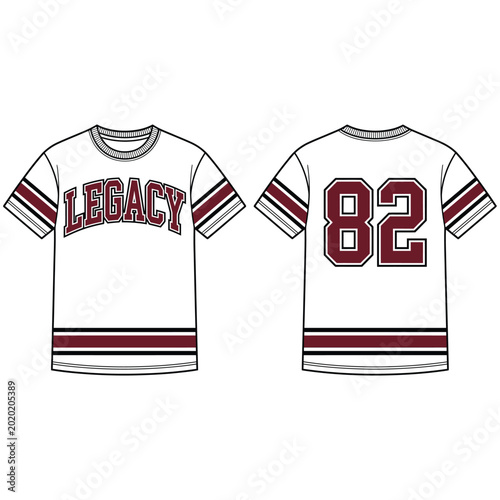 Photos Athletic t shirt template with legacy print and hem stripes t shirt clothing