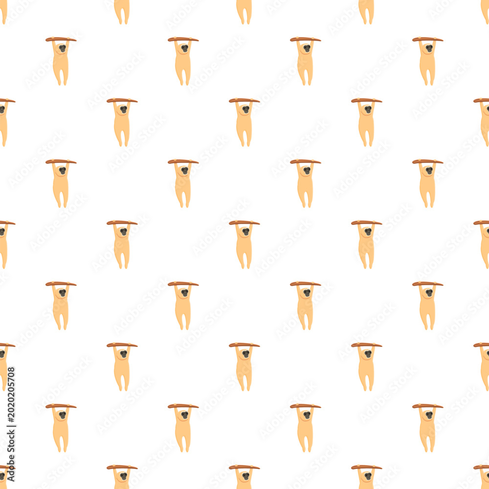 Obraz premium Gibbon monkeys hanging on a branch creating a repeating background pattern in a cute cartoon style