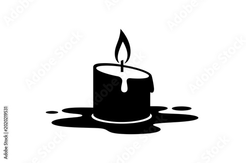 Tableau sur toile Black silhouette of a burning candle with wax dripping