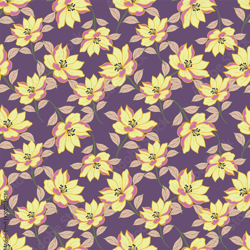Vintage seamless floral pattern. Liberty style background of small pastel colorful flowers. Small flowers scattered over a white background. Stock vector for printing on surfaces