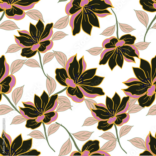 Ditsy Flowers Seamless Pattern. Fashionable print for textiles, wallpaper and packaging.