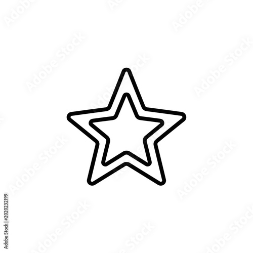 Outline of a star shape with inner star on white background  