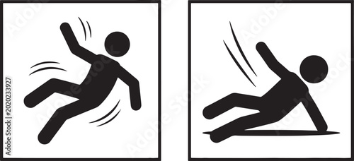 Tableau sur toile Black and white of a person slipping and falling also transparent background