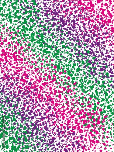Vibrant speckled pattern in pink, green, and purple on white background